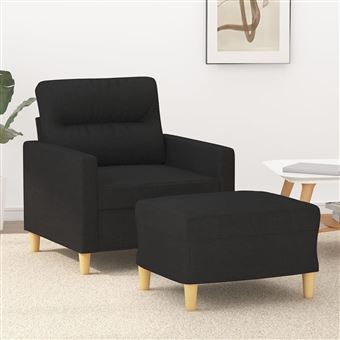 Poltrona com apoio de pés 60 cm tecido preto - 1
