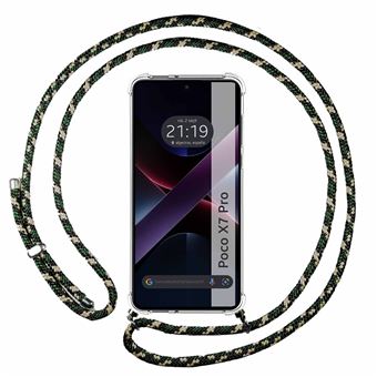 Capa TUMUNDOSMARTPHONE transparente para Xiaomi Poco X7 Pro 5G com cordão verde/dourado - 1