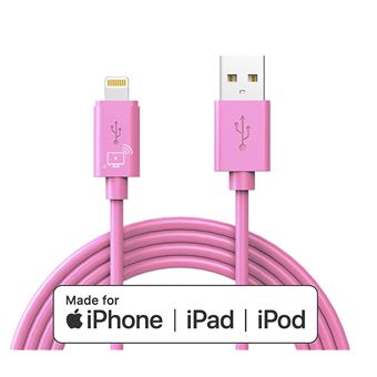 Cabo USB - Lightning Apple para iPhone 5 / 6 / 6 Plus / 7 / 7 Plus / 8 / 8 Plus / iPhone X / IPad - Lojacharger Homologado Apple Mfi - Rosa - 1 M - 1