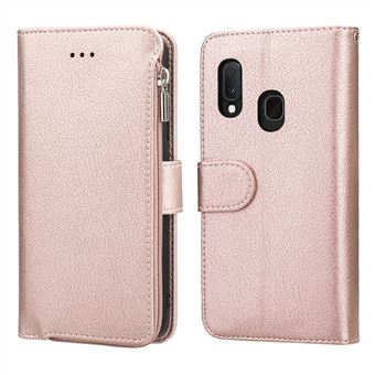 Capa Magunivers Pu Bolso com Zíper de Microfibra Ouro Rosa para Samsung Galaxy A20E