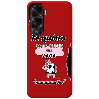Capa Tumundosmartphone de silicone líquido vermelho para Honor 90 lite 5G desenhos de vaca com design - 1