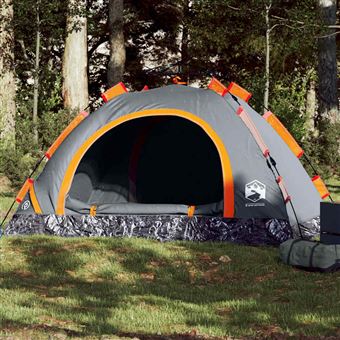Tenda de campismo vidaXL | 4 pessoas | libertação rápida | cinzento/laranja - 1