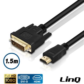 Cabo HDMI LinQ para DVI D Full HD 1080p Preto - 1