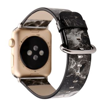 Bracelete de Couro HSMY Padrão de Mármore para Apple Watch Series 6/ SE/ 5/ 4 | 40 mm - Preto - 1