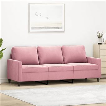 Sofá vidaXL | de 3 lugares 180 cm | veludo rosa - 1