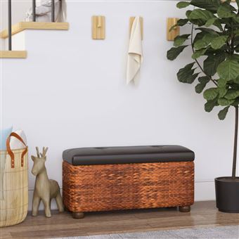 Banco de arrumação com almofadão vidaXL | castanho  | 2 Peças | 69 cm | taboa - 1