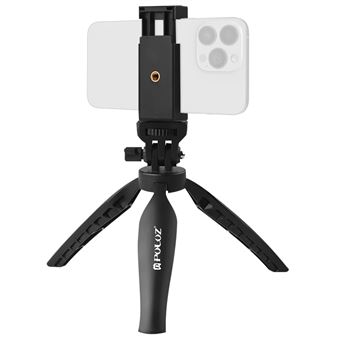 Tripé Puluz para Smartphone | Flash e Microfone | Ângulo de 180° | Antideslizante - Preto - 1