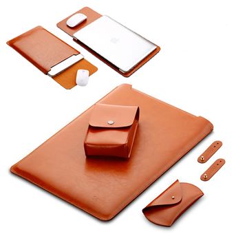 Sleeve HSMY Couro PU Kit de Acessórios 4 em 1 para MacBook Air 13.3 '' A1369/ A1466 - Castanho - 1