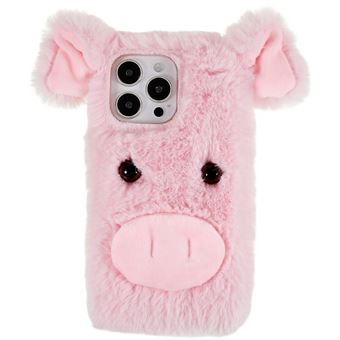Capa e TPU pelúcia padrão de porco dos desenhos animados, anti-riscos, à prova de queda Magunivers para iPhone 14 Pro Max - rosa - 1