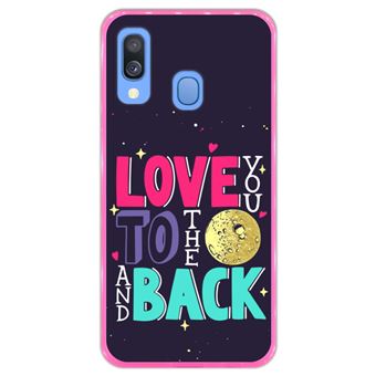 Capa Hapdey para Samsung Galaxy A40 2019 Design Love You to the Moon and Back em Silicone Flexível e TPU Cor-de-Rosa