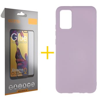 Conjunto 1 x Película de Vidro Full + Capa para Samsung A02S | Silicone Líquido - Roxo - 1