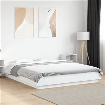 Estrutura cama com luzes LED vidaXL | 150x200 cm | derivados madeira branco - 1