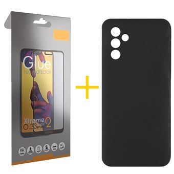 Pack 1 x Película de Vidro Temperado Full + Capa skyhe para Samsung Galaxy A36 5G | Silicone Líquido | Preto - 1