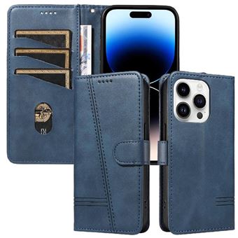 Capa FOXDOCK para iPhone 14 Pro Max | Fecho Magnético | Compartimentos para Cartões e Suporte | Pele PU | À Prova de Choque | Azul - 1