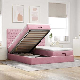 Estrutura de cama otomana com colchões vidaXL | 180x200 cm | veludo rosa - 1