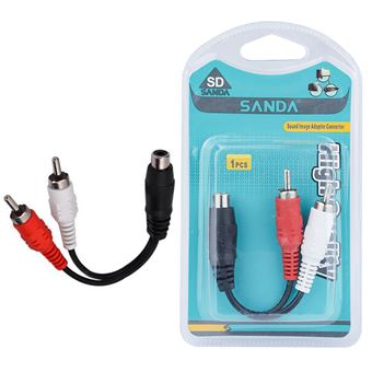 Adaptador Sanda SD-7257 | Conector Cabo de Áudio RCA para 2x RCA - Preto - 1