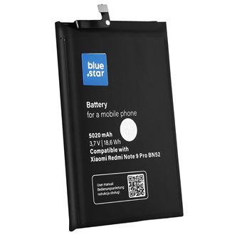 Bateria de Substituição Blue Star BN52 para Xiaomi Redmi Note 9 Pro | 5020mAh - Preto - 1