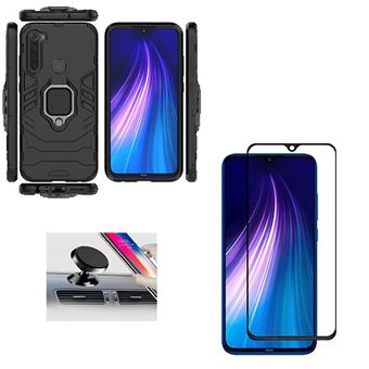 Kit Película de Vidro Phonecare 5D Full Cover com Capa 3X1 Military Defender e Suporte Magnético para Carro para Xiaomi Note 8 - Preto - 1