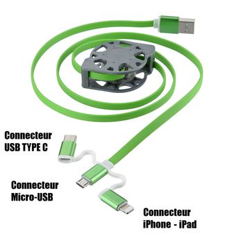 Cabo de carregamento USB Advansia para LG K10 Micro USB - USB Tipo C -  Lightning Verde - Cabos Lightning - Compra na Fnac.pt