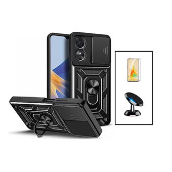 Kit Gift4Me Película de Vidro Temperado GorilasGlass + Capa de Proteção Militar Magnética Janela Deslizante + Suporte Magnético para Oppo A98 5G - Preto - 1