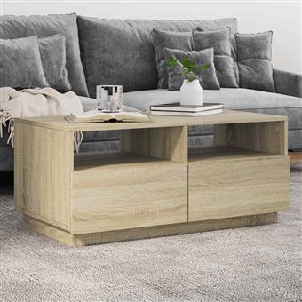 Mesa de centro com luzes LED vidaXL | 90x49x40 cm | carvalho sonoma - 1