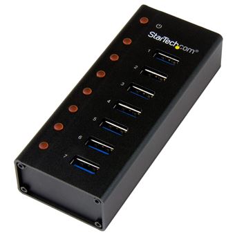 Hub de Interface StarTech.com Concentrador USB 3.0 7 portas - caixa em metal montável em parede ou computador de secretária | Preto - 1