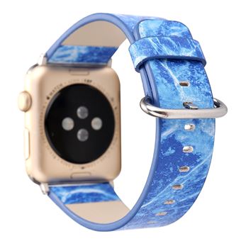 Bracelete de Couro HSMY Padrão de Mármore para Apple Watch Series 6/ SE/ 5/ 4 | 40 mm - Azul - 1