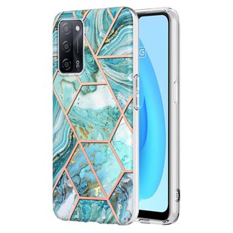 Capa e TPU padrão de mármore IMD, 2.0mm, galvanização, anti-fingerprint, azul Magunivers para Oppo A55 5G/A54 4G/A54s/A53s 5G/A16 - 1