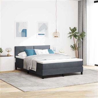 Cama Box com Colchão vidaXL | Cinza Escuro | 140 x 190 cm | Veludo - 1