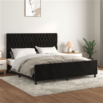 Estrutura de cama com cabeceira vidaXL | 180x200 cm | veludo preto - 1