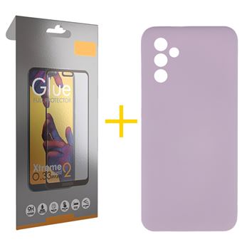 Pack 1 x Película de Vidro Temperado Full + Capa skyhe para Samsung Galaxy A36 5G | Silicone Líquido | Roxo - 1
