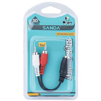 Adaptador Sanda SD-7256 | Conector Cabo de Áudio RCA para 2x RCA - Preto - 1