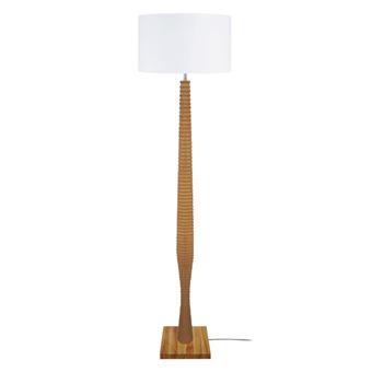 Candeeiro Pé Alto Tosel Columbus | 40 cm | 1 Luzes - Madeira Natural e Branco - 1