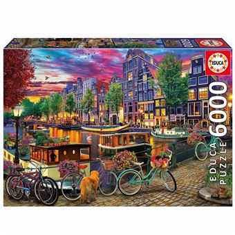 Puzzle Educa Bicicletas Em Amsterdao | 6000 Peças - 1