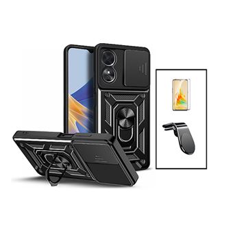 Kit Gift4Me Película de Vidro Temperado GorilasGlass + Capa de Proteção Militar Magnética Janela Deslizante + Suporte de Carro Magnético L para Oppo A98 5G - Preto - 1