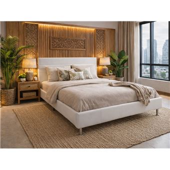 Cama de Casal Ideia Home Design Star | 200×180 cm | Branco - 1