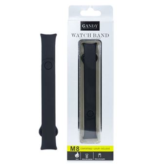 Bracelete/Pulseira de Silicone Gandy Compatível com Mi Band 8 - Preto - 1