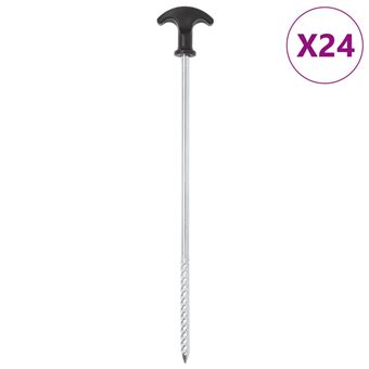 Estacas para tenda vidaXL | 24 peças | 30 cm | Ø7 mm aço galvanizado - 1