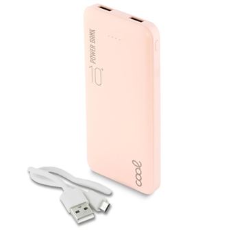 Powerbank COOL | Bateria Externa Universal | 10.000 mAh (2x USB / 2.1A) | Couro - Rosa - 1