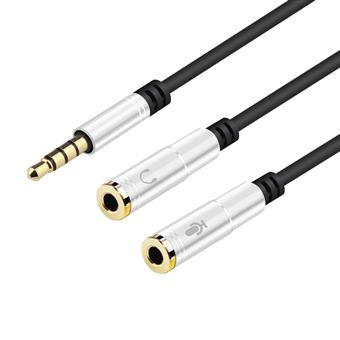 Cabo Multi4you Jack 3,5mm Macho para 2 Fêmeas Microfone / Headphone - Cinzento - 1
