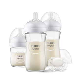Biberão Philips AVENT Natural Response SCD878/11 Conjunto 3 biberões em vidro e chupeta | Transparente - 1