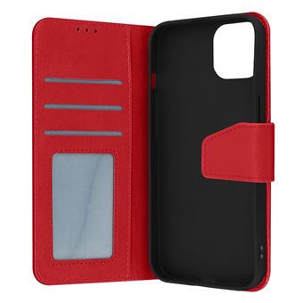 Capa de Couro Premium Avizar para iPhone 14 Plus | Função de Suporte de Vídeo - Vermelho - 1