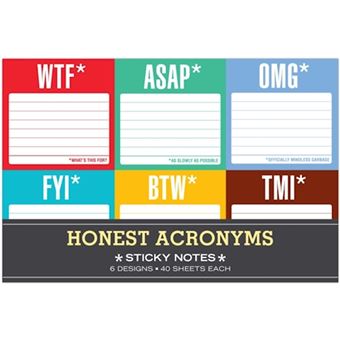 Knock Knock.Sticky Note Packet - Honest Acronyms. 6 Pads - 1