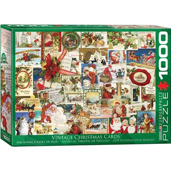 Puzzle Eurographics Férias Vintage Christmas Cards 1000 Peças - 1