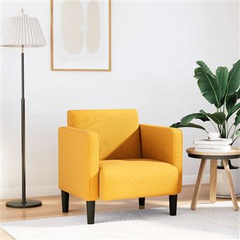 Poltrona com apoio de braços vidaXL | 54cm | tecido corduroy amarelo-claro - 1