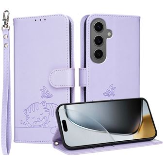 Capa FOXDOCK para Samsung Galaxy S24 Plus | Flip | Bloqueio RFID | Fecho Magnético | Pele Sintética | Alça de Pulso Amovível | Roxo - 1
