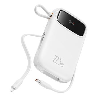 Power Bank Baseus Qpow2 Dual-Cable Digital Display Fast Charge Power Bank 10000mAh 22.5W Stellar White | 10000 mAh | Branco - 1