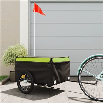 Reboque para bicicleta vidaXL | 45 kg ferro preto e verde - 1