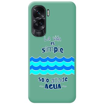 Capa Tumundosmartphone de silicone líquido verde para Honor 90 lite 5G desenhos de água com design - 1