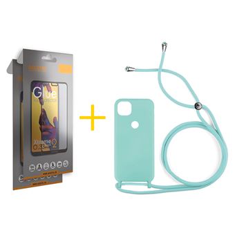 Pack 2 x Película de Vidro Temperado Full + Capa Accetel  Xiaomi Redmi 9C NFC Gel Rope - Verde Água - 1